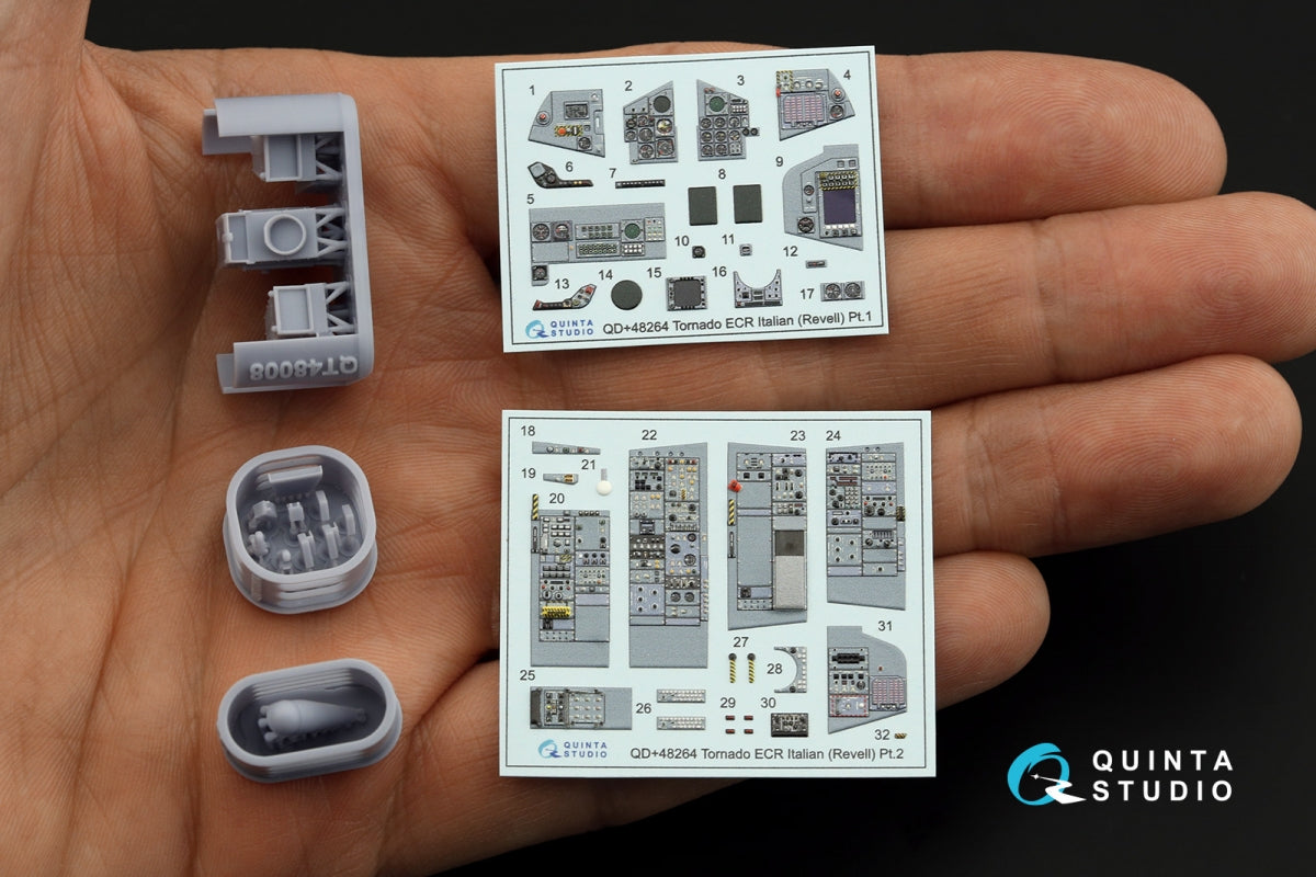 Quinta Studio QDS+48264 Tornado ECR Italian 3D-Printed colored Interior on decal paper (Revell) (small version) (with 3D-printed resin parts) 1/48 – obrázek 2