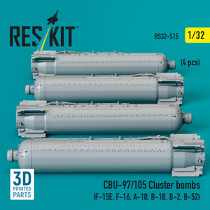 RESKIT RS32-0515 CBU-97/105 cluster bombs (4 pcs) (3D Printed) 1/32 – immagine 2