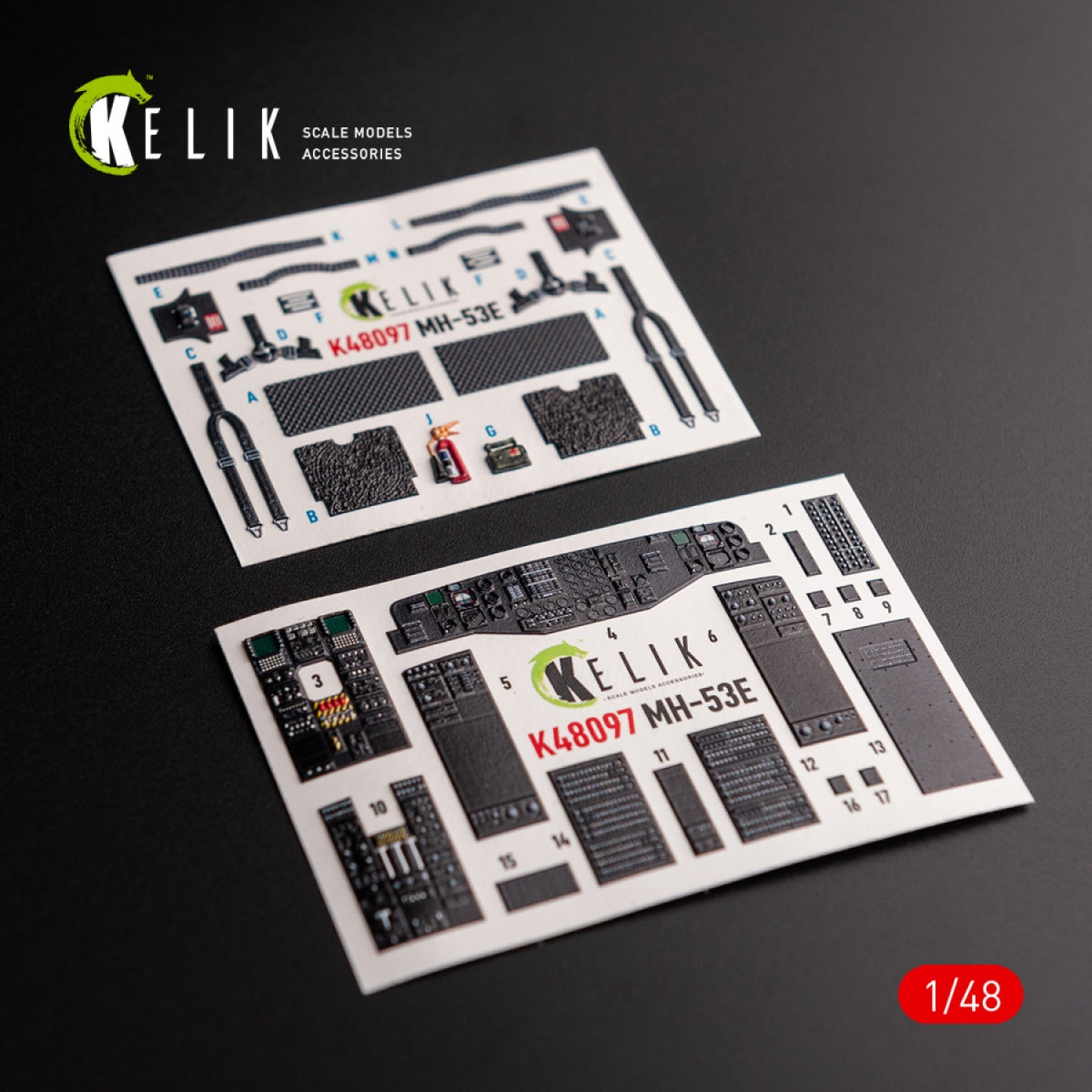 KELIK K48097 MH-53 Sea Dragon - interior 3D decals for Academy kit 1/48 – obrázek 2