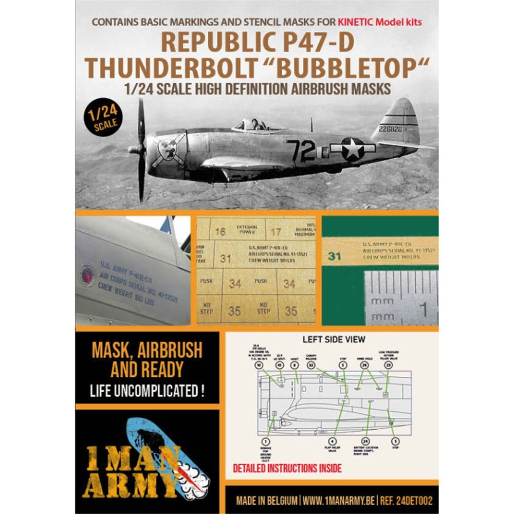 1 Man Army 24DET002 Republic P47-D Thunderbolt &amp;#39;Bubbletop&amp;#39; (Kinetic) 1/24