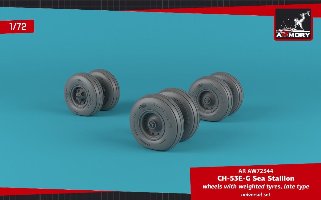Armory Models AW72344 CH-53 Sea Stallion wheels w/ weighted tires, late 1/72 – obrázek 2
