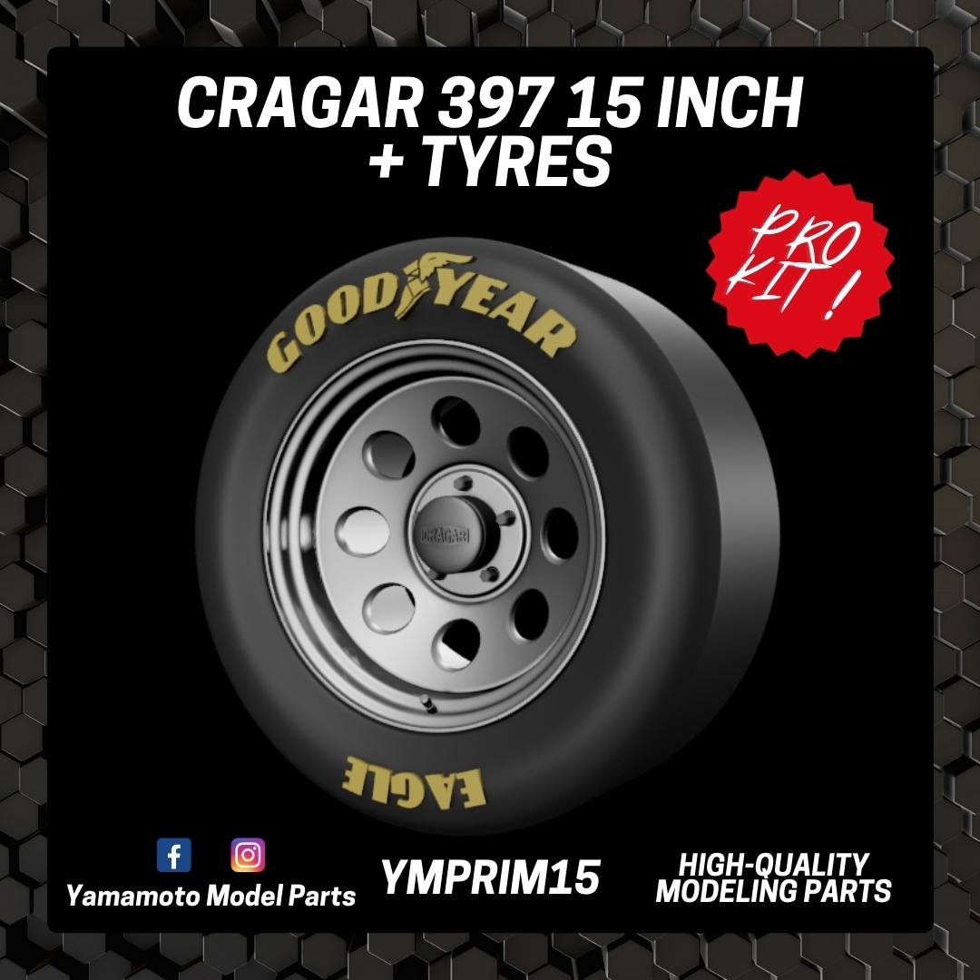 Yamamoto YMPRIM15 Cragar 397 15" + Tires Prokit! 1/24
