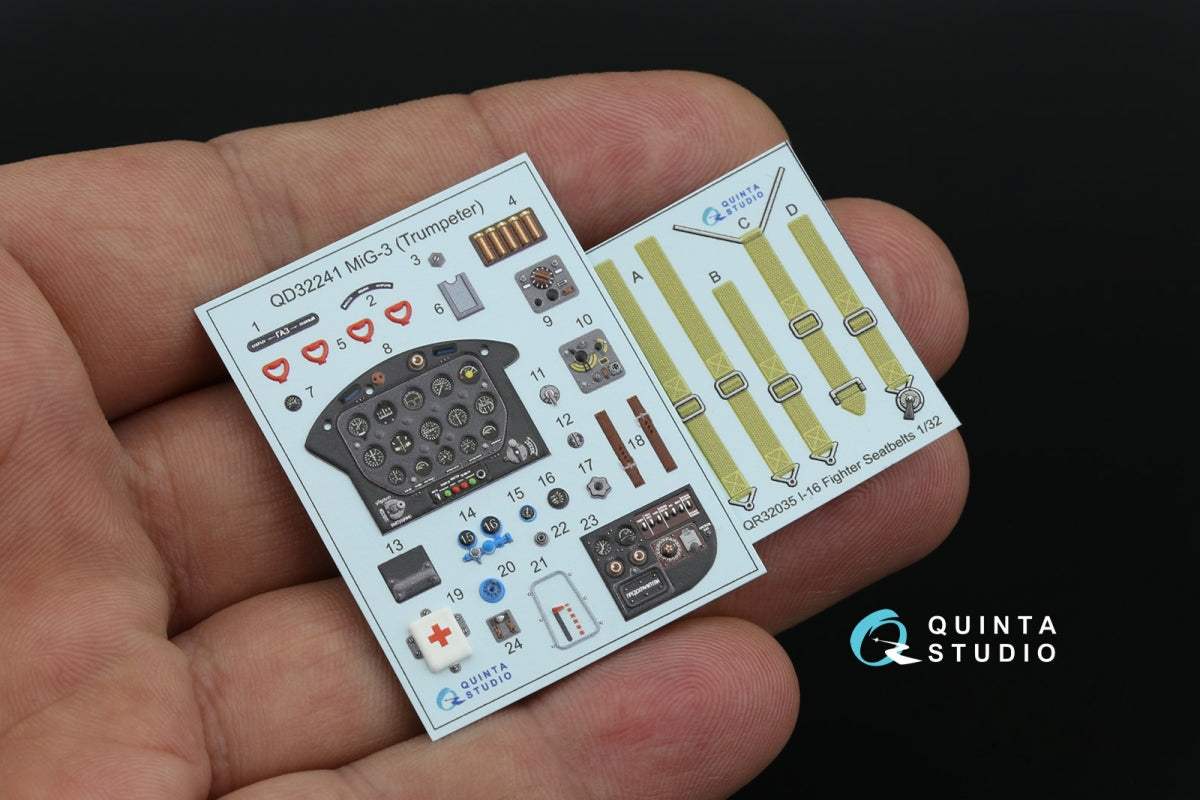 Quinta Studio QD+32241 MiG-3 3D-Printed &amp;amp; colored Interior on decal paper (Trumpeter) (with 3D-printed resin parts) 1/32 – image 4