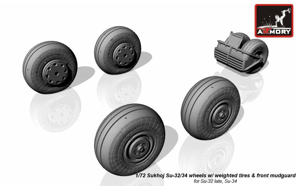 Armory Models AW72045 Sukhoj Su-32FN / Su-34 Fullback wheels w/ weighted tires, front mudguard 1/72 – image 4