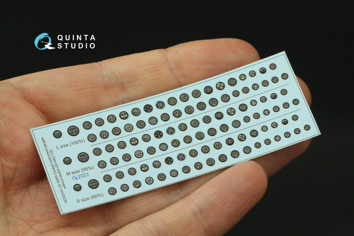 Quinta Studio QD32243 US WWII Cockpit instrument gauges without bezels 3D-Printed &amp;amp; colored Interior on decal paper (All Kits) 1/32 – image 3