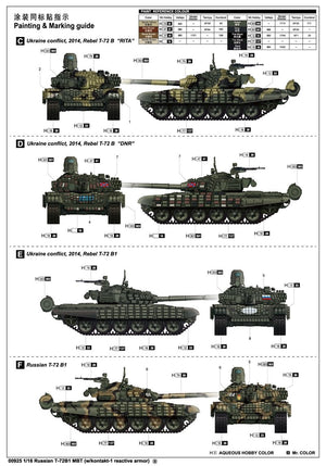 Trumpeter 00925 Russian T-72B1 MBT w/kontakt-1 reactive armor 1/16 – image 2