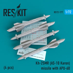 RESKIT RS72-0177 KH-25MR (AS-10 KAREN) MISSILES WITH APU-68 (4 PCS) 1/72