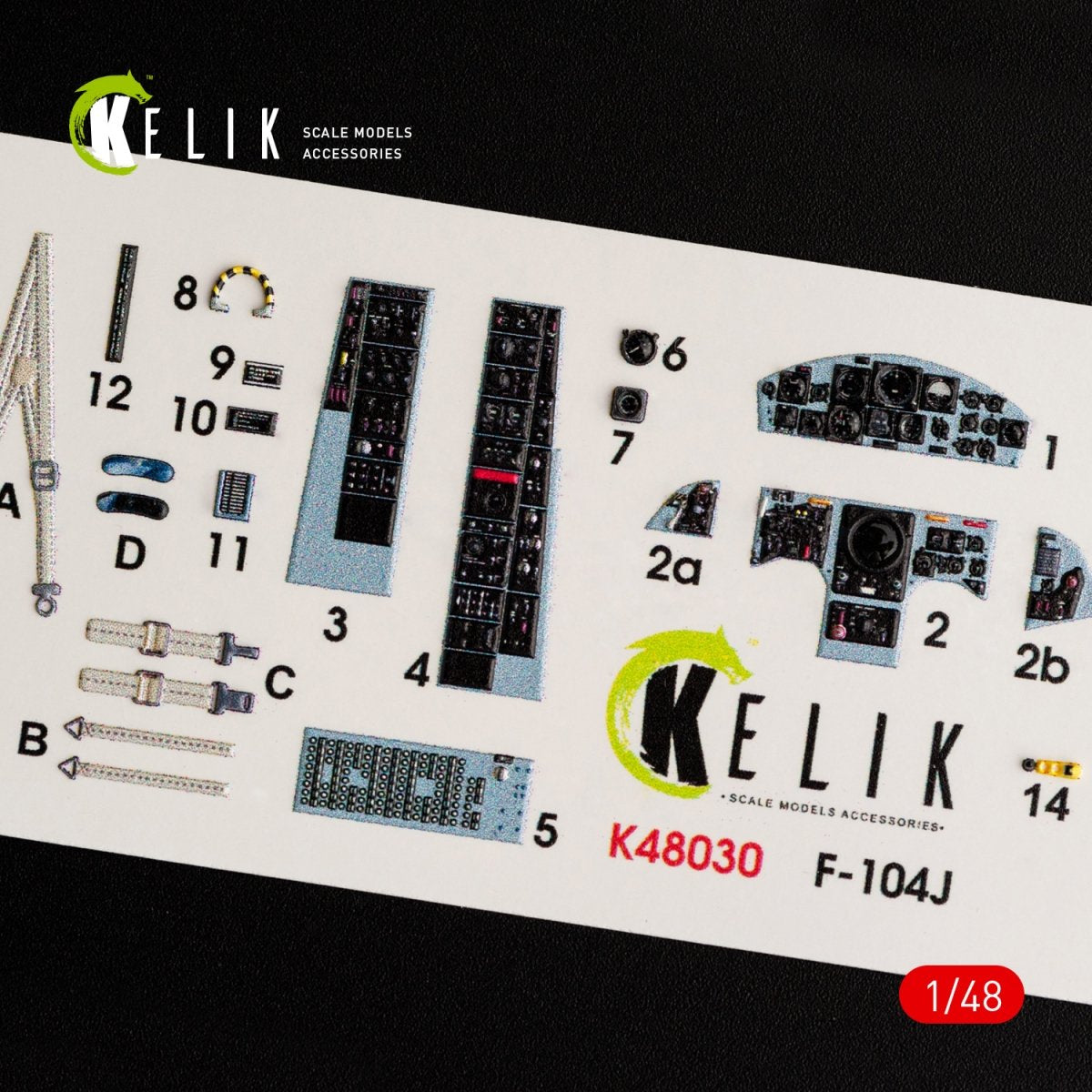 KELIK K48030 F-104J &amp;quot;STARFIGHTER&amp;quot; INTERIOR 3D DECALS FOR KINETIC KIT 1/48 – obrázek 2