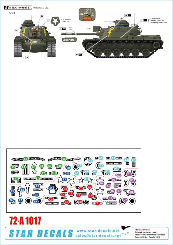 Star Decals 72-A1017 M67 Zippo. 1st Tank Battalion, M67A2 Flame tank 1/72 – Bild 2
