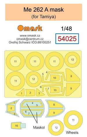 Omask 54025 Me 262 A mask (for Tamiya) 1/48