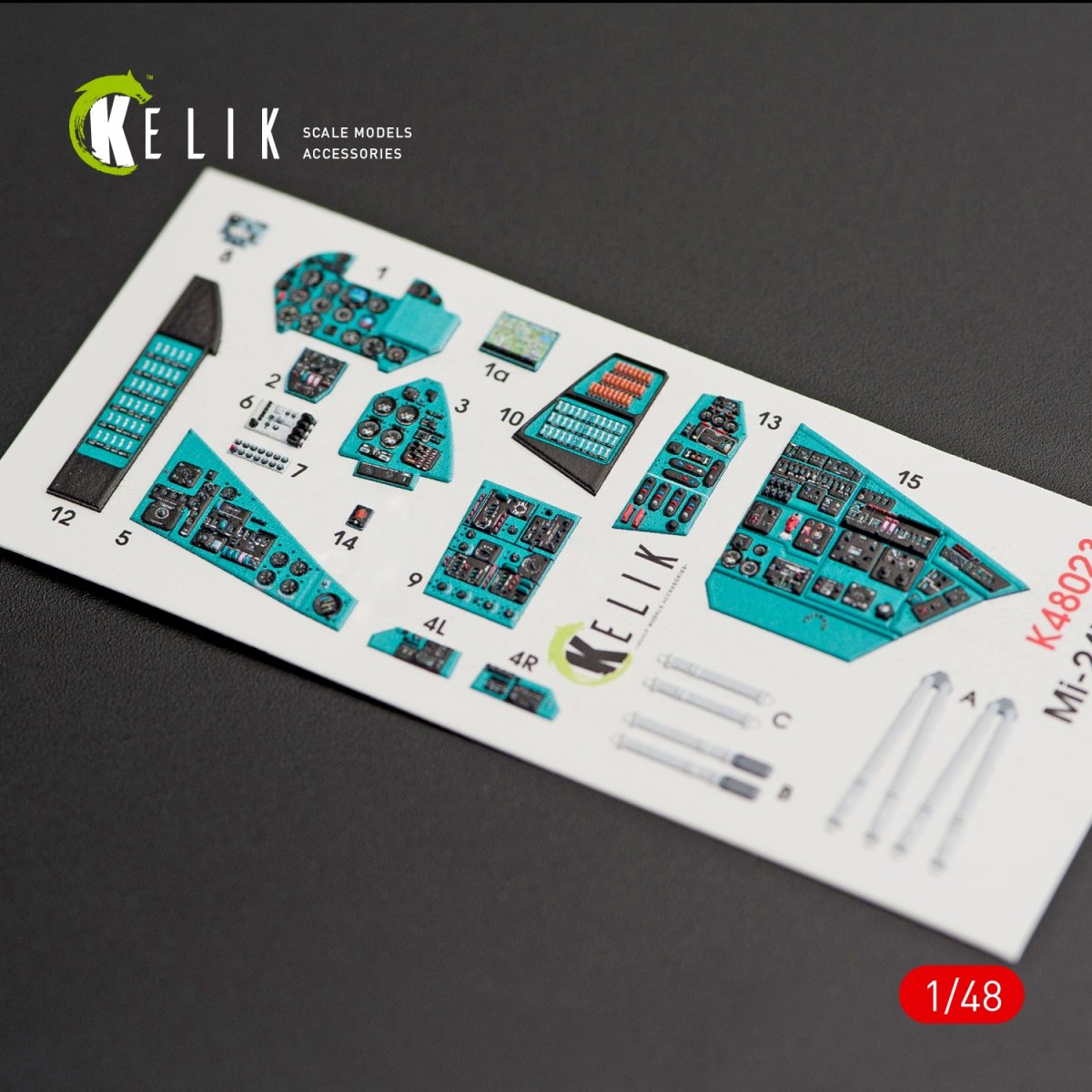 KELIK K48023 MI-24V INTERIOR 3D DECALS FOR ZVEZDA KIT 1/48
