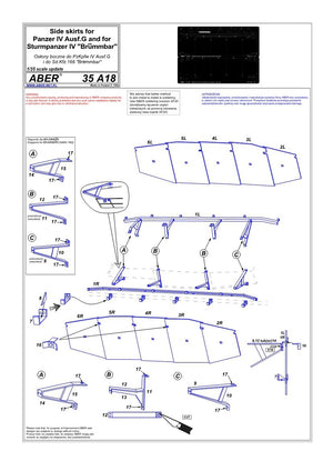 Aber 35A018 Side skirts for PzKpfw IV(G), Brumbar (early) (1/35) – obrázek 4