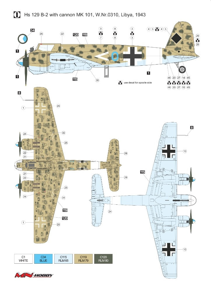 MN Hobby 48MN002 Henschel Hs 129B-2 With Cannon MK 101 &amp; MK 103 1/48