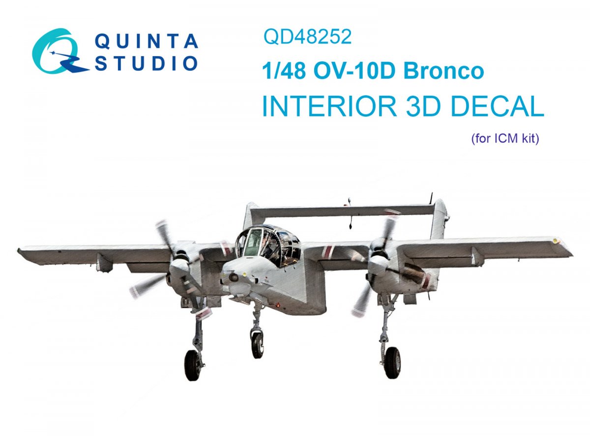Quinta Studio QD48252 OV-10D Bronco 3D-Printed &amp;amp; colored Interior on decal paper (ICM) 1/48