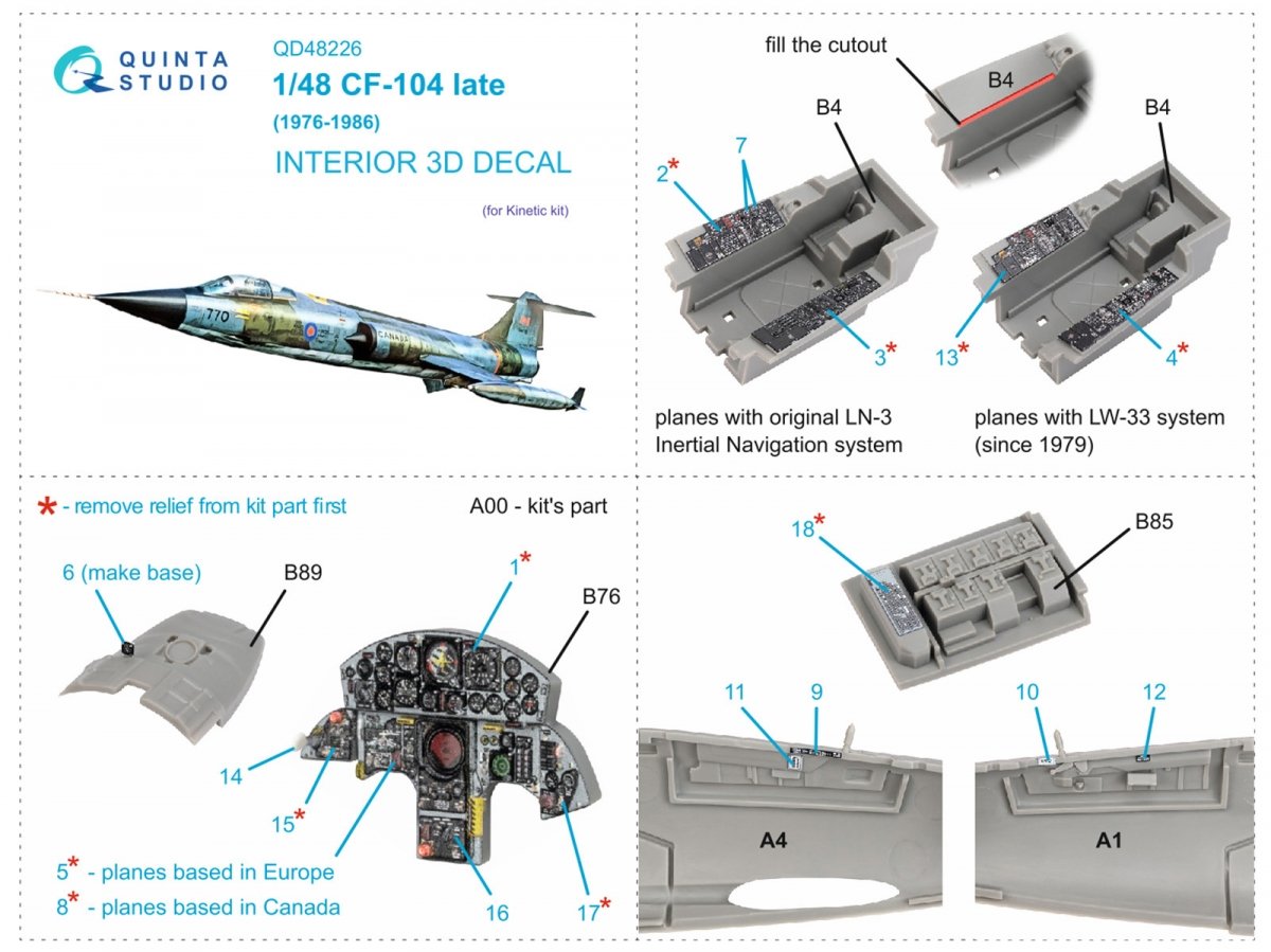 Quinta Studio QD48226 CF-104 Late 3D-Printed &amp;amp; coloured Interior on decal paper ( Kinetic ) 1/48 – zdjęcie 2