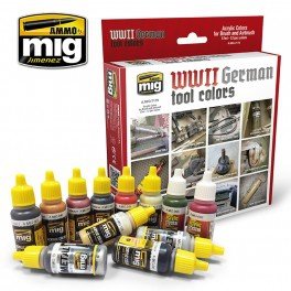 AMMO of Mig Jimenez 7179 WWII GERMAN TOOL COLORS 12x17ml
