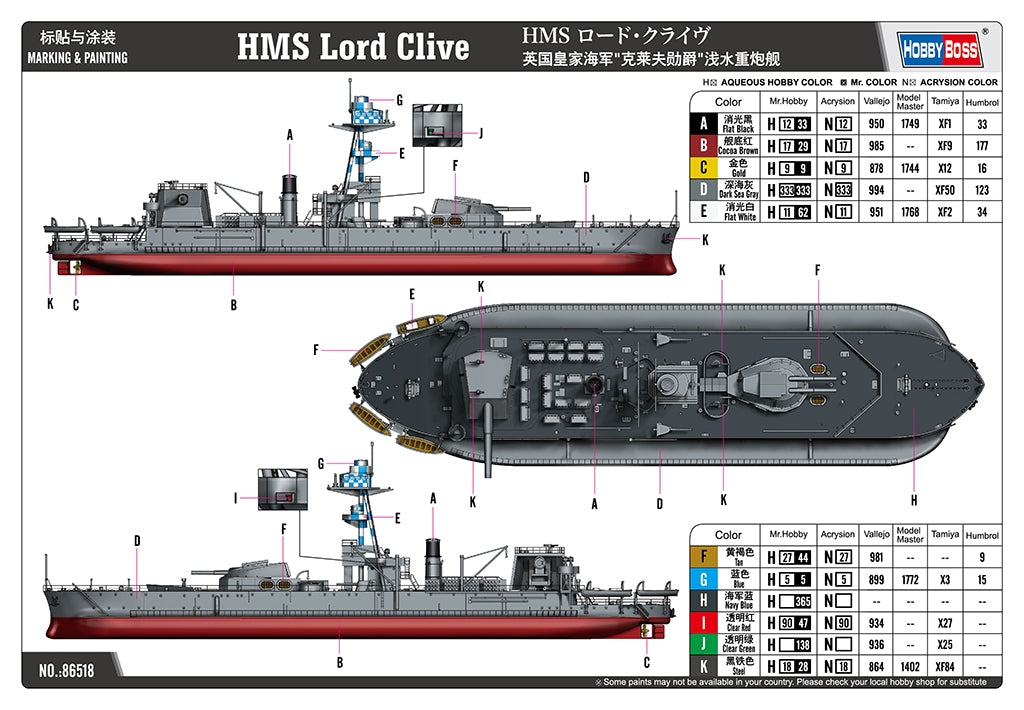 Hobby Boss 86518 HMS Lord Clive 1/350 – image 4