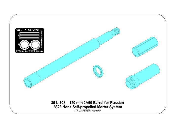 Aber 35L-308 120mm 2A60 barrel for Russian 2S23 Nona mortar 1/35 – Bild 2