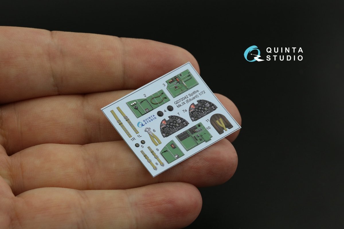 Quinta Studio QD72042 Spitfire Mk.IX 3D-Printed &amp;amp; colored Interior on decal paper (Eduard) 1/72 – immagine 6