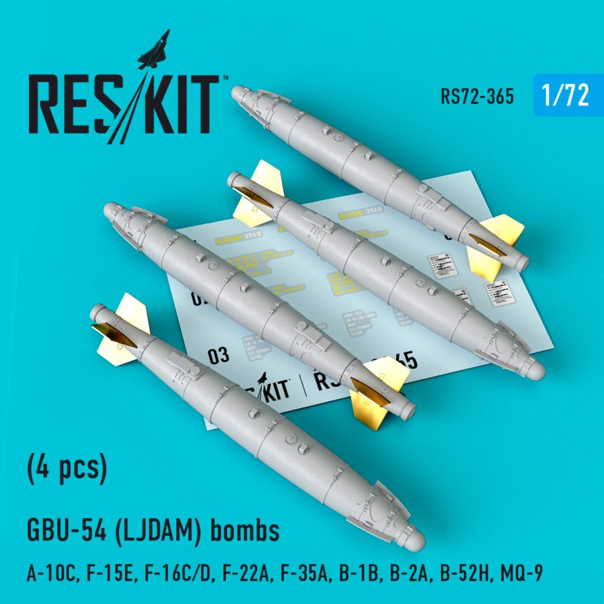 RESKIT RS72-0365 GBU-54 (LJDAM) BOMBS (4PCS) 1/72