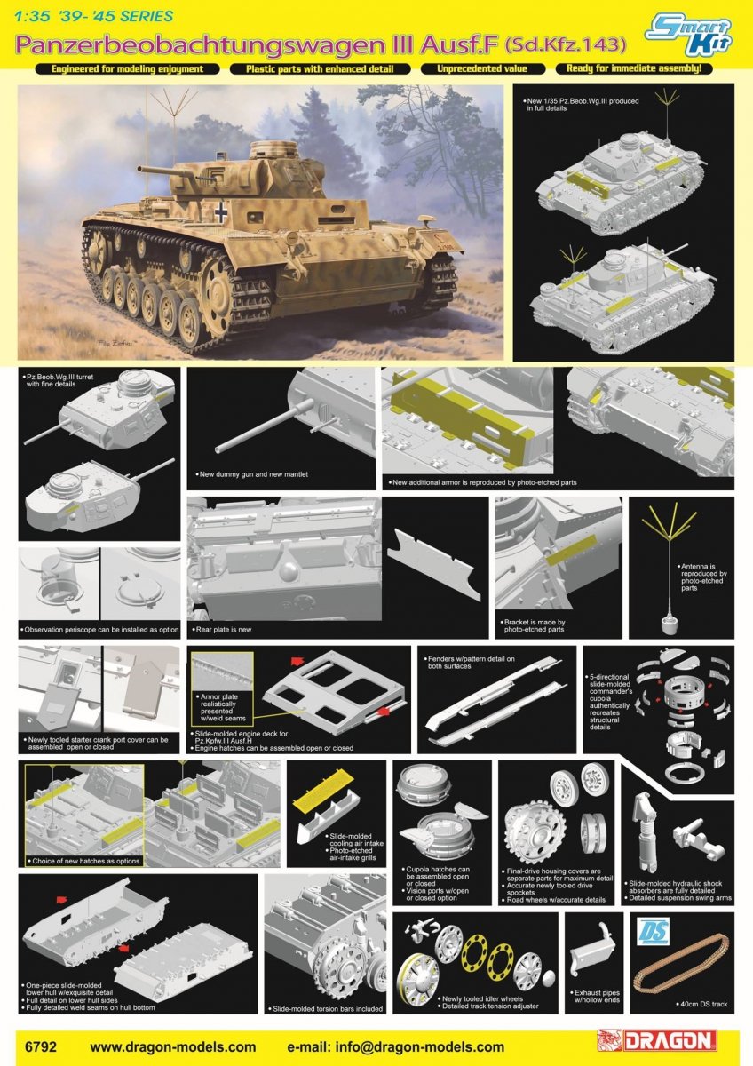 Dragon 6792 Panzerbeobachtungswagen III Ausf.F (Sd.Kfz.143) 1/35 – imagen 2