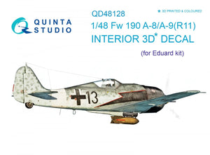 Quinta Studio QD48128 Fw 190 A-8/A-9 (R11) 3D-Printed &amp;amp; colored Interior on decal paper (for Eduard kit) 1/48