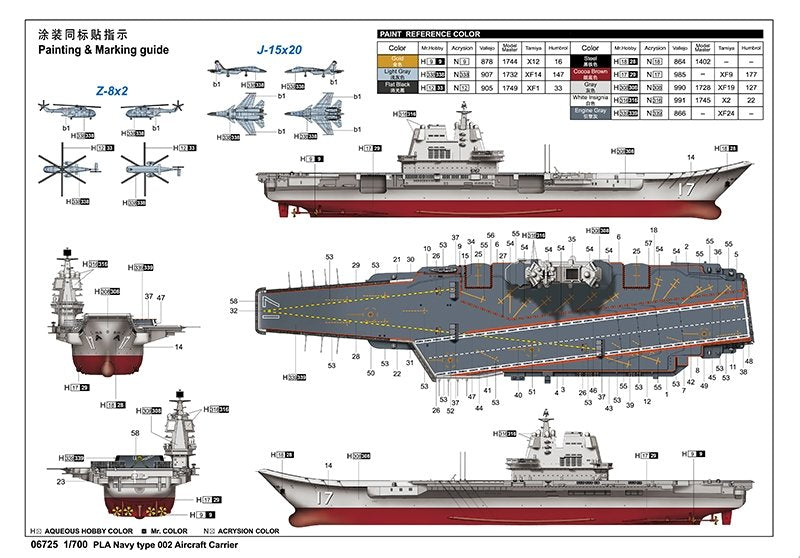Trumpeter 06725 PLA Navy type 002 Aircraft Carrier 1/700 – Bild 12