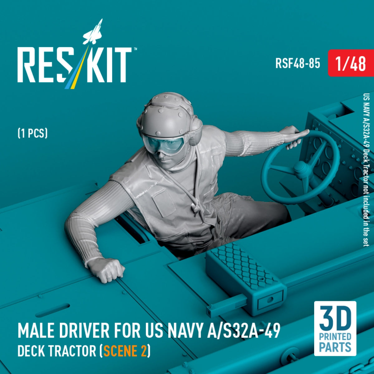 RESKIT RSF48-0085 Conducteur masculin pour tracteur de pont A/S32A-49 de l'US Navy (scène 2) (1 pièce) (Impression 3D) 1/48 
