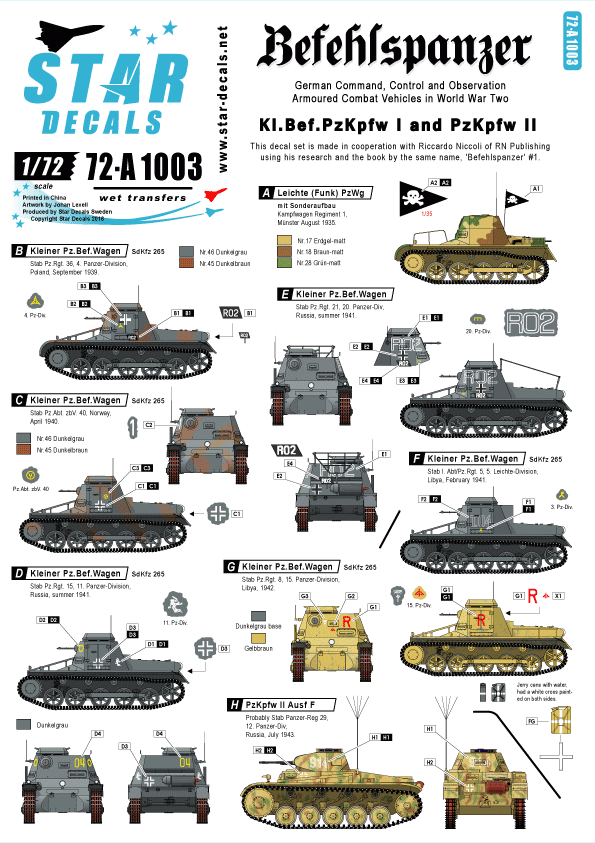 Star Decals 72-A1003 Befehlspanzer #1 1/72 – obrázek 2