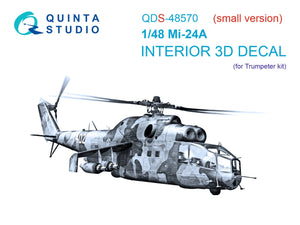 Quinta Studio QDS-48570 Mi-24A 3D-Printed &amp;amp; colored Interior on decal paper (Trumpeter) (small version) 1/48
