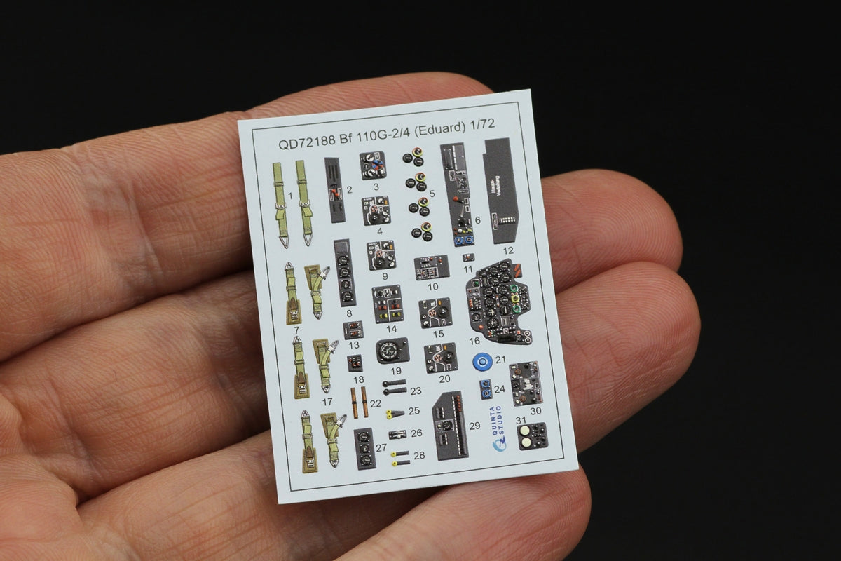 Quinta Studio QD72188 Bf 110G2/4 3D-Printed &amp;amp; colored Interior on decal paper (Eduard) 1/72 – Bild 4