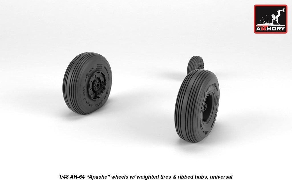 Armory Models AW48331 AH-64 Apache wheels w/ weighted tires, ribbed hubs 1/48 – image 4