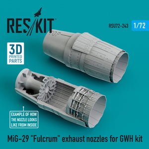 RESKIT RSU72-0243 MIG-29 &amp;quot;FULCRUM&amp;quot; EXHAUST NOZZLES FOR GWH KIT (3D PRINTED + RESIN) 1/72