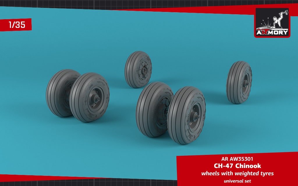 Armory Models AW35301 CH-47 Chinook wheels w/ weighted tires 1/35 – image 4
