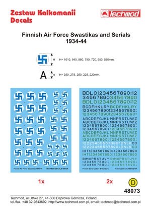 Techmod 48073 - Finnish Air Force Swastikas and Serials 1934-44 1/48 – Bild 2