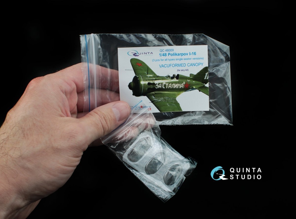 Quinta Studio QC48009 I-16 vacuformed clear canopy, 3 pcs (for all kits) 1/48 – image 6