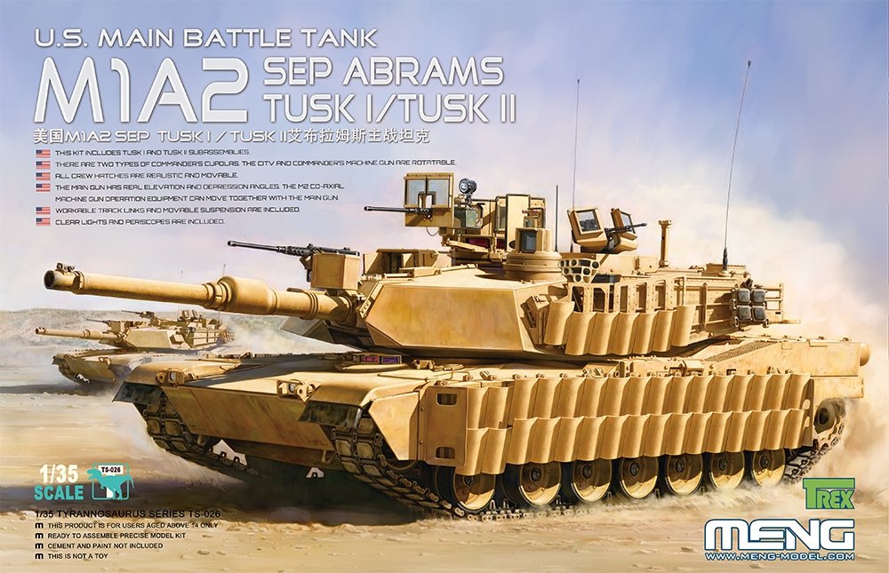 Meng Model TS-026 US MAIN BATTLE TANK M1A2 ABRAMS TUSK I/TUSK II SEP 1/35