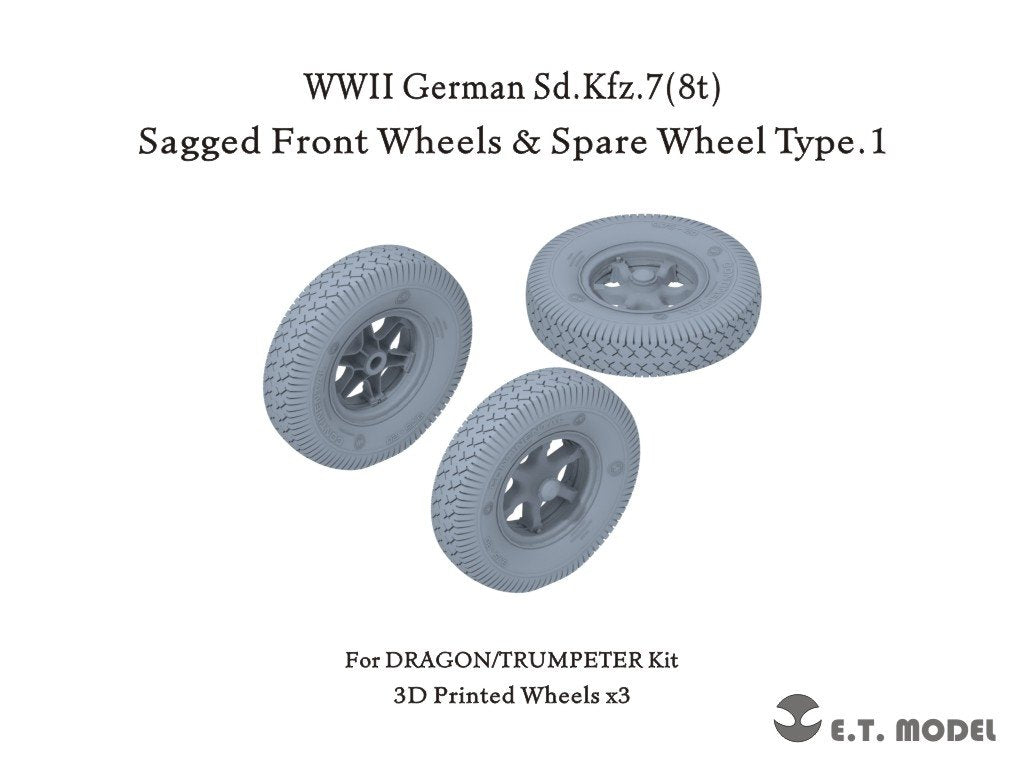 ET Model P35-132 WWII German Sd.Kfz.7(8t) Sagged Front Wheels &amp; Spare Wheel Type.1 for Dragon / Trumpeter kit 1/35