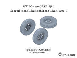 ET Model P35-132 WWII German Sd.Kfz.7(8t) Sagged Front Wheels &amp;amp; Spare Wheel Type.1 for Dragon / Trumpeter kit 1/35