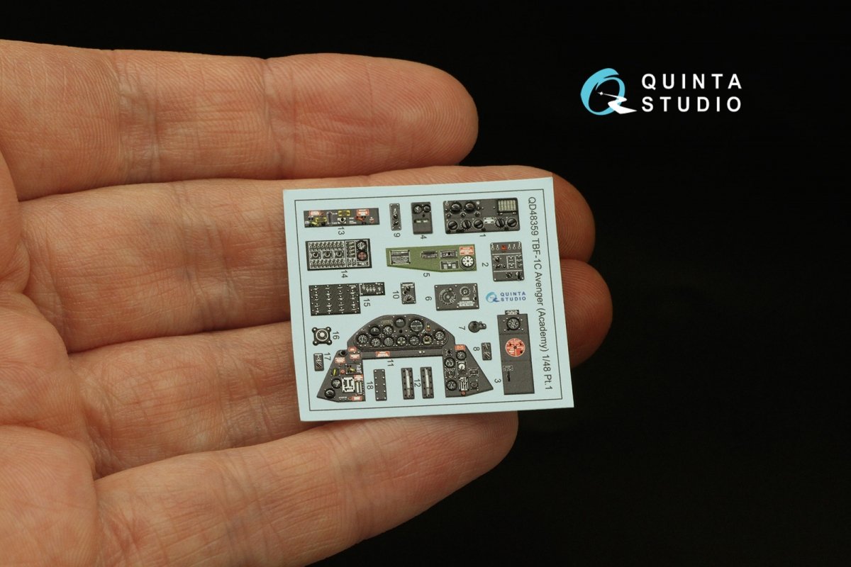 Quinta Studio QD48359 TBF-1 Avenger 3D-Printed &amp;amp; colored Interior on decal paper (Academy) 1/48 – obrázek 3