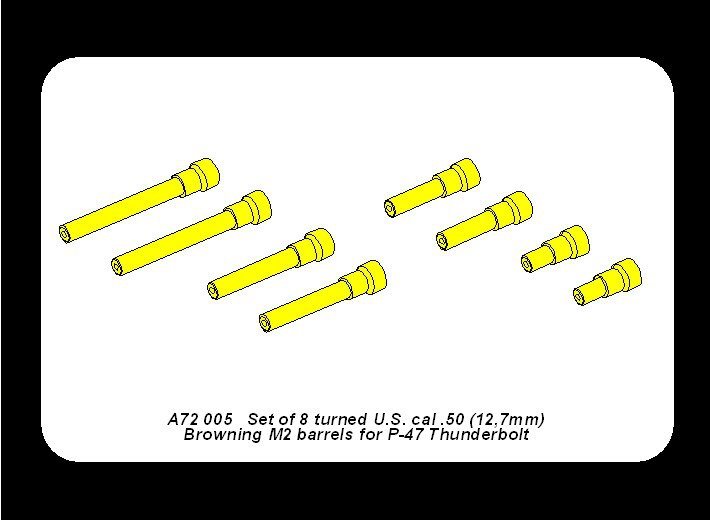 Aber A72 005 Jeu de 8 canons Browning M2 US de calibre .50 (12,7 mm) tournés pour P-47 Thunderbolt (1/72) – image 7