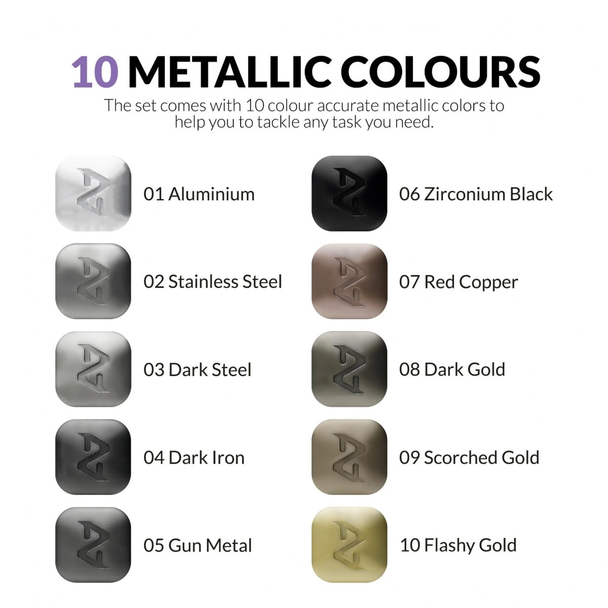 Gaahleri GM-SET Metallic Series Marker Set (10 pcs)