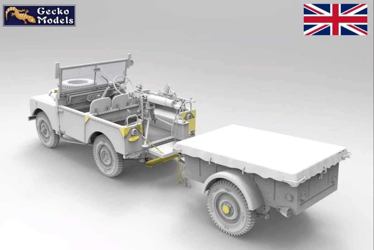 Gecko Models 35GM0076 Korean War British FV18001 Mk. 1 80in 4x4 Utility Vehicle (Early Production) w/10-cwt Bantam Trailer 1/35 – immagine 4