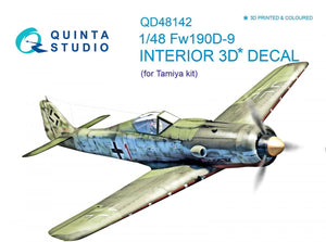 Quinta Studio QD48142 FW 190D-9 3D-Printed &amp;amp; colored Interior on decal paper (for Tamiya kit) 1/48