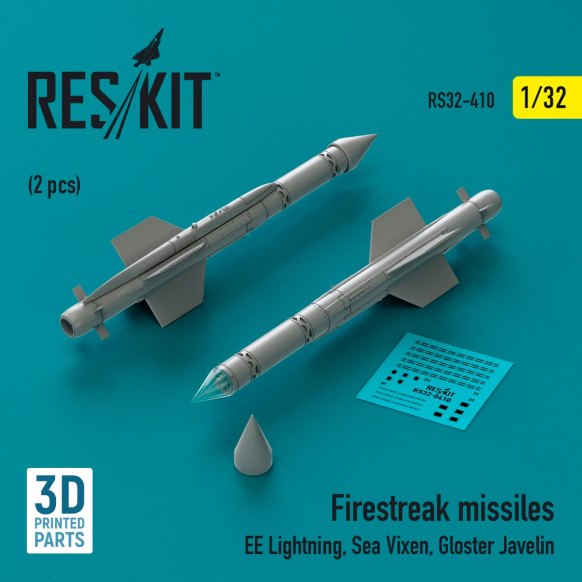 RESKIT RS32-0410 Firestreak missiles (2 pcs) (3D Printed) 1/32 – Bild 2