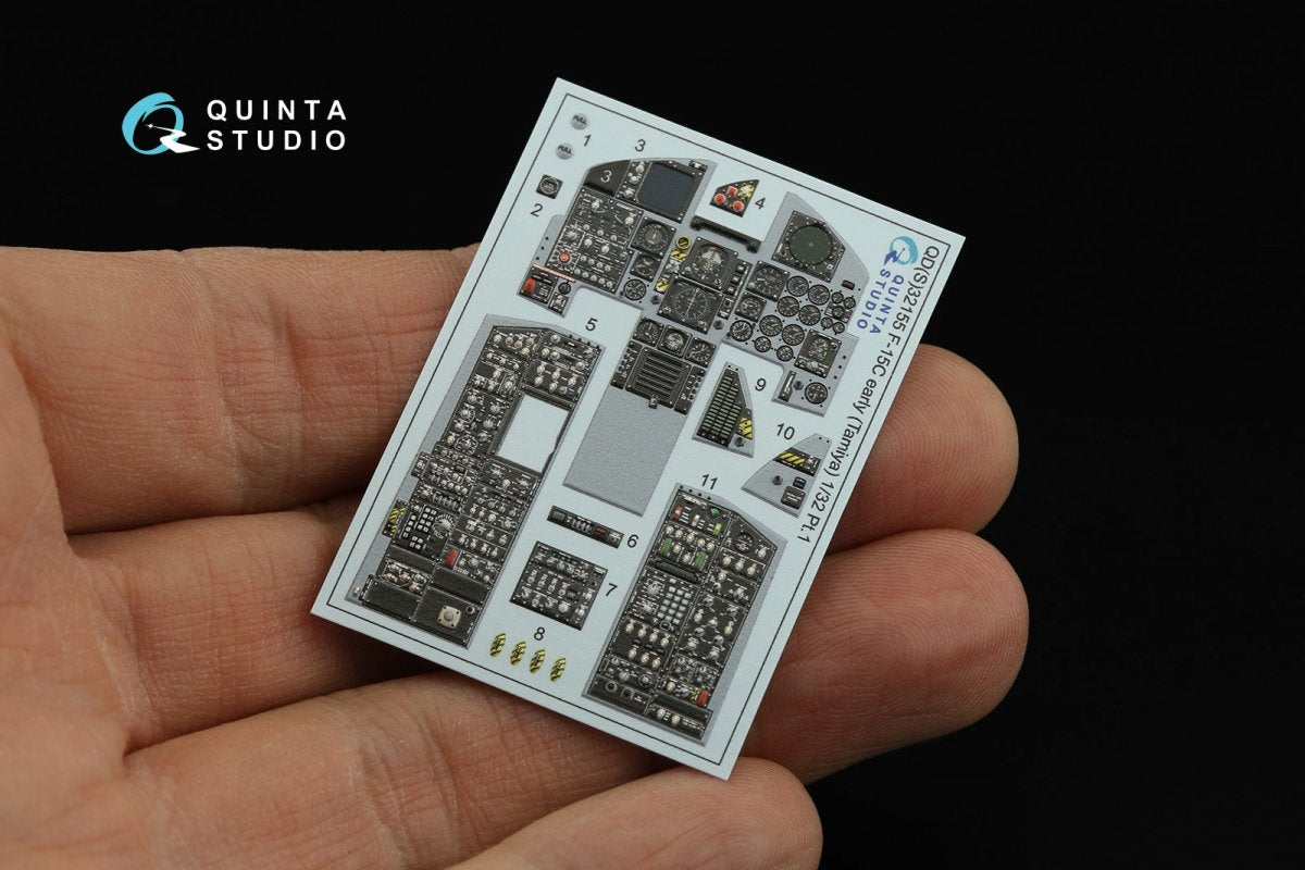 Quinta Studio QDS-32155 F-15C Early/F-15A/F-15J early 3D-Printed &amp;amp; colored Interior on decal paper (Tamiya) (small version) 1/32 – obrázek 11