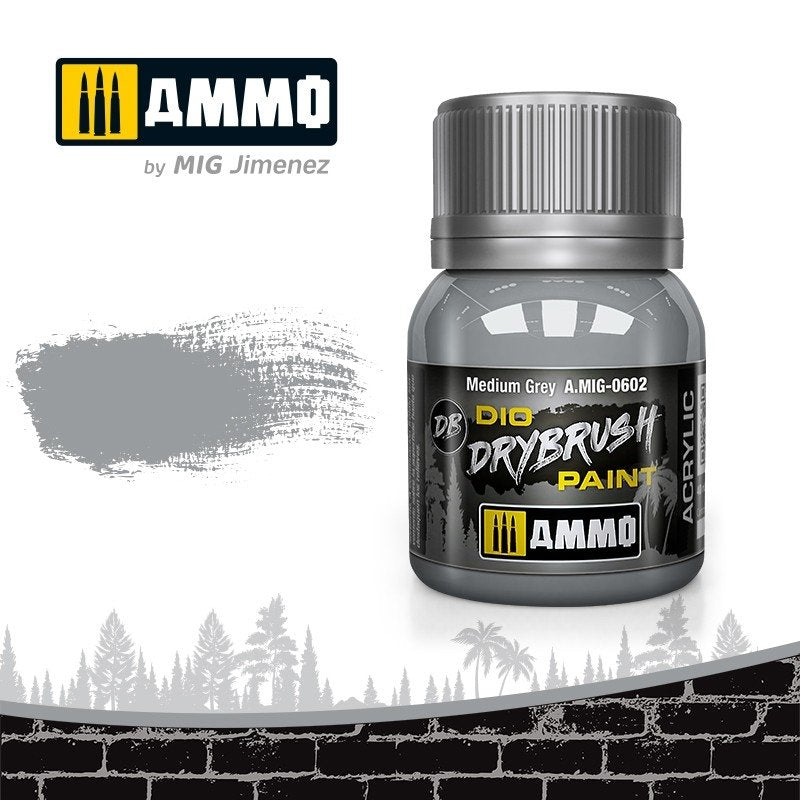 Ammo of Mig 0602 DRYBRUSH Medium Gray 40ml