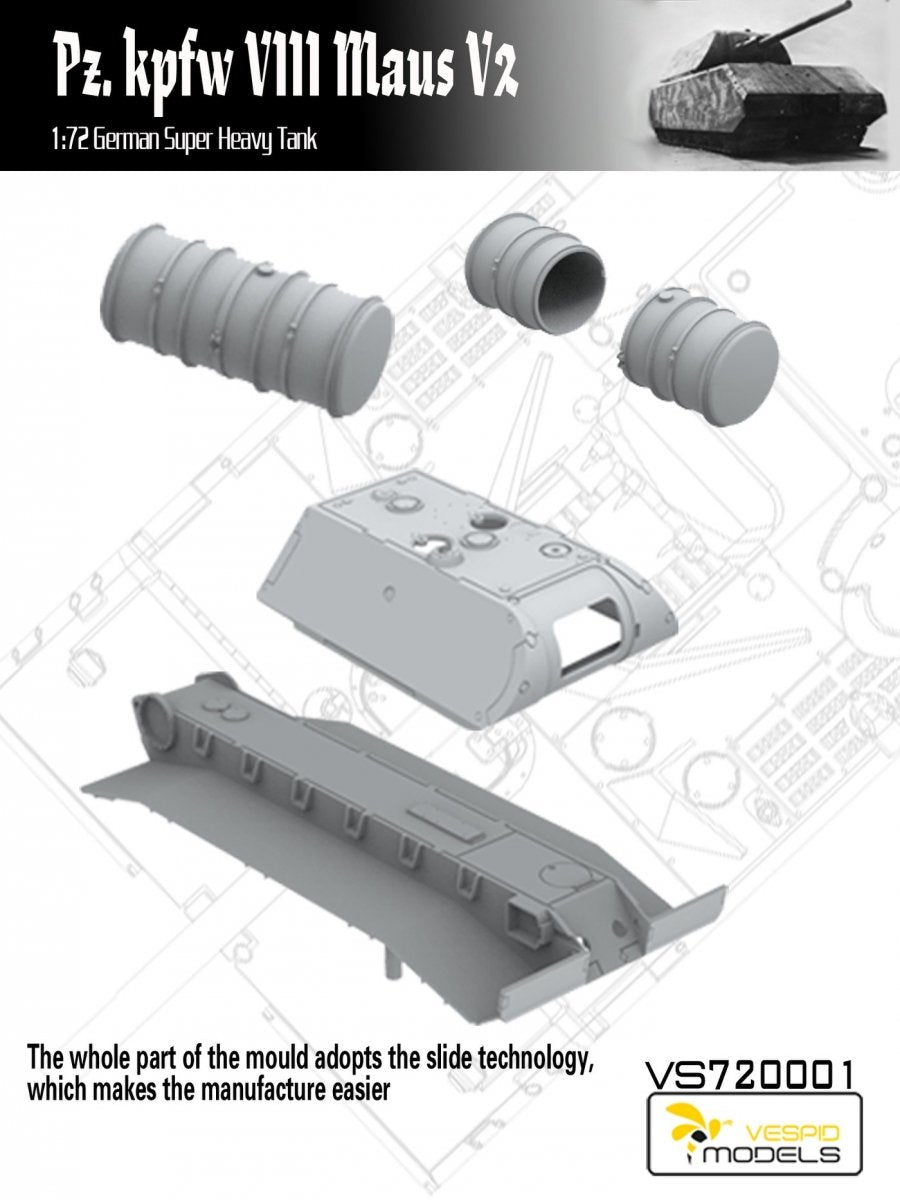 Vespid Models VS720001 Pz.Kpfw. VIII Maus V2 German Super Heavy Tank 1/72 – immagine 6