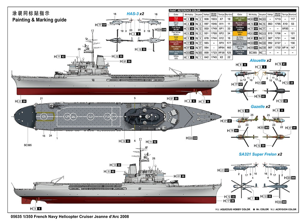 Trumpeter 05635 French Navy Helicopter Cruiser Jeanne dArc 2008 1/350 – image 7