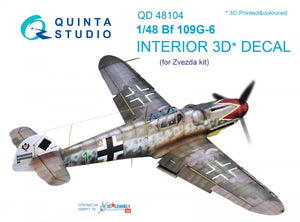 Quinta Studio QD48104 Bf 109G-6 3D-Printed &amp;amp; colored Interior on decal paper (for Zvezda kit) 1/48